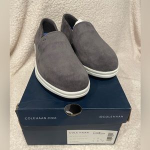 Cole Haan Grand Ambition Slip-On Loafer Gray‎ Pinstripe Suede 7